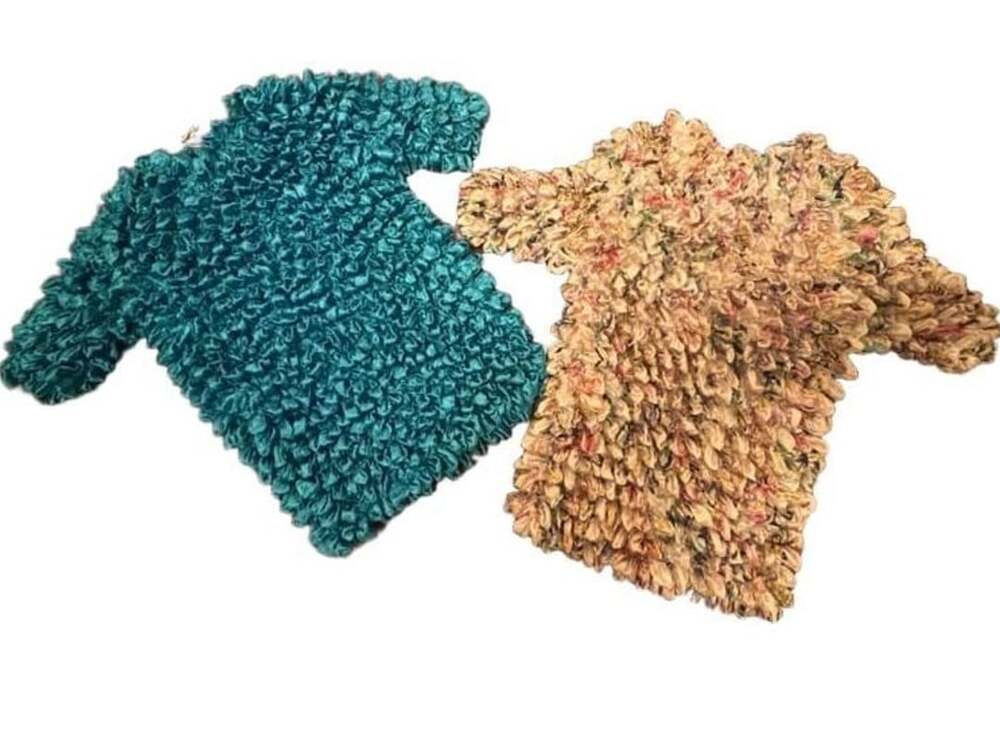 Lot of 2: Vintage F.C Y2K Stretchy Popcorn Shirts Women One Size Teal + Ivory Fl